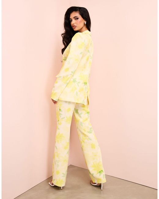 Pantalon d'ensemble tailleur - imprimé fleurs ASOS en coloris Natural