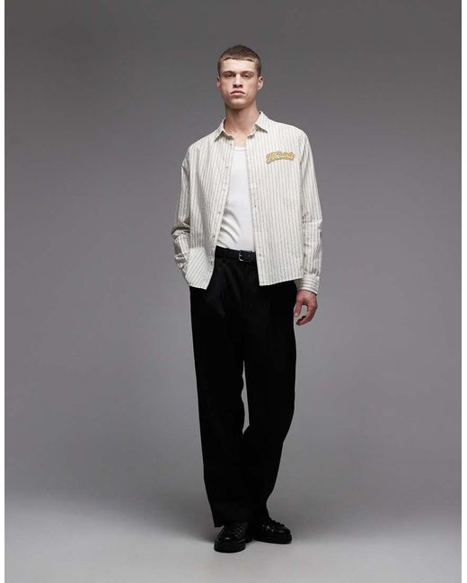 AllSaints Gray Samuel Long Sleeve Logo Shirt for men