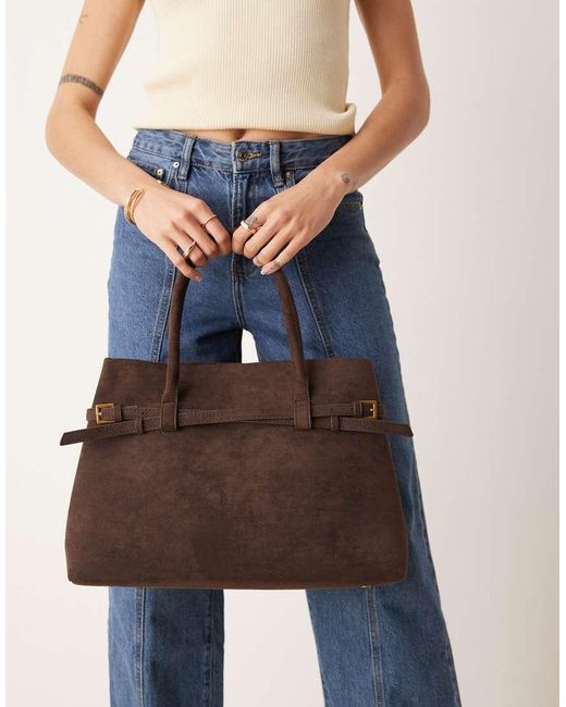 Gina Tricot Brown Faux Suede Classic Tote Bag