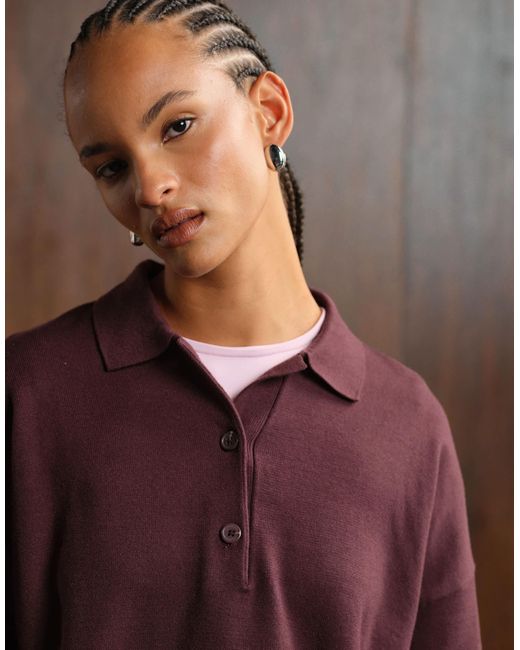 ASOS Purple Knitted Structu Rugby Top