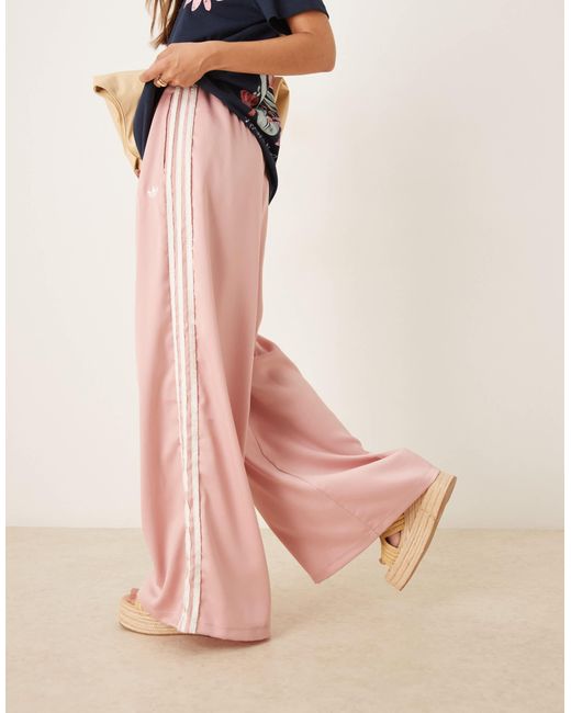 Adidas Originals Pink Satin Wide Leg joggers