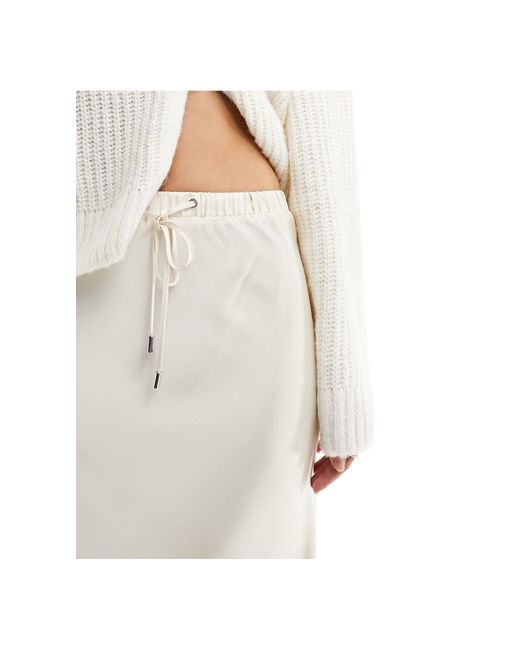 ASOS White Tie Waist Detail Satin Bias Maxi Skirt