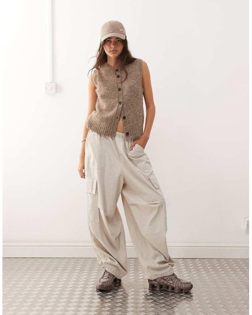 Weekday Brown Knitted Vest With High V Neck