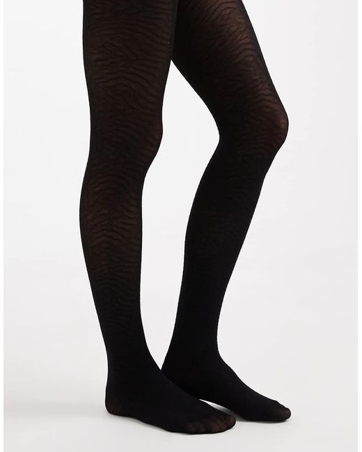 Collant Neri Con Stampa Zebrata di Pretty Polly in Black