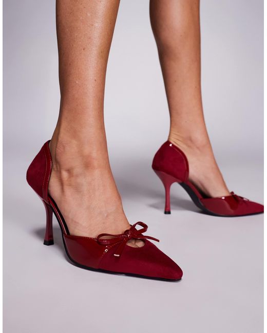 Makenna - escarpins pointus avec découpe et nœud - bordeaux Public Desire en coloris Red