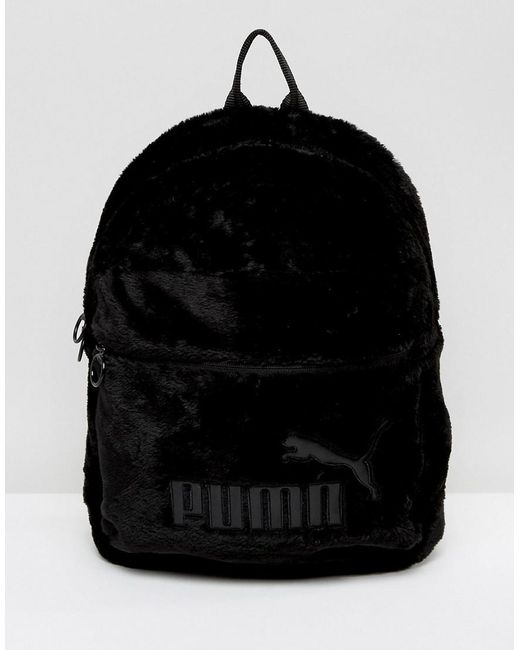 PUMA Faux Fur Backpack In Black