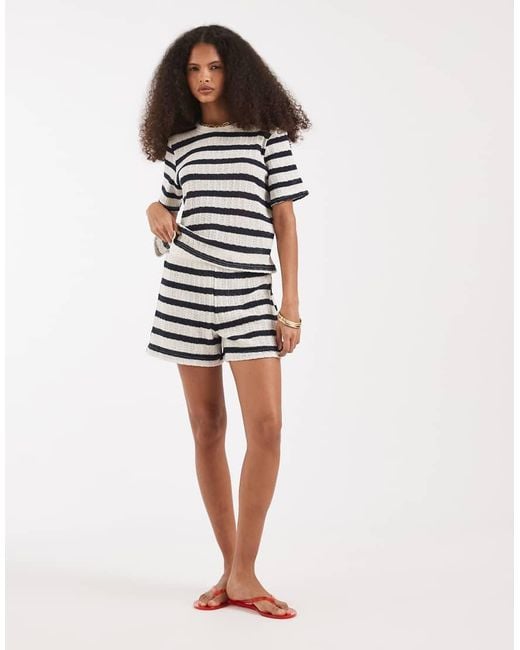 Vero Moda Blue Knitted Crochet Short Co-ord