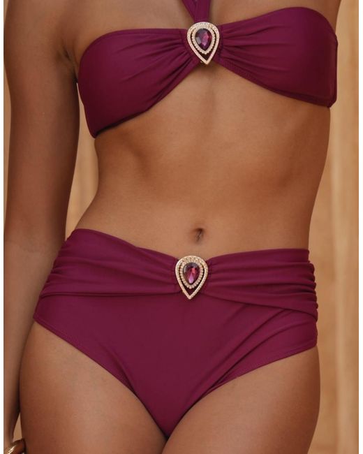 Moda Minx Brown Dalia Droplet High Waist Bikini Bottom