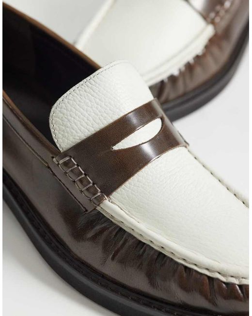 ASOS White Penny Loafers With Ruched Apron for men