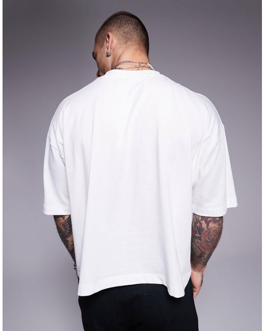 ASOS Gray Cropped Oversized T-shirt With Text Graphic for men