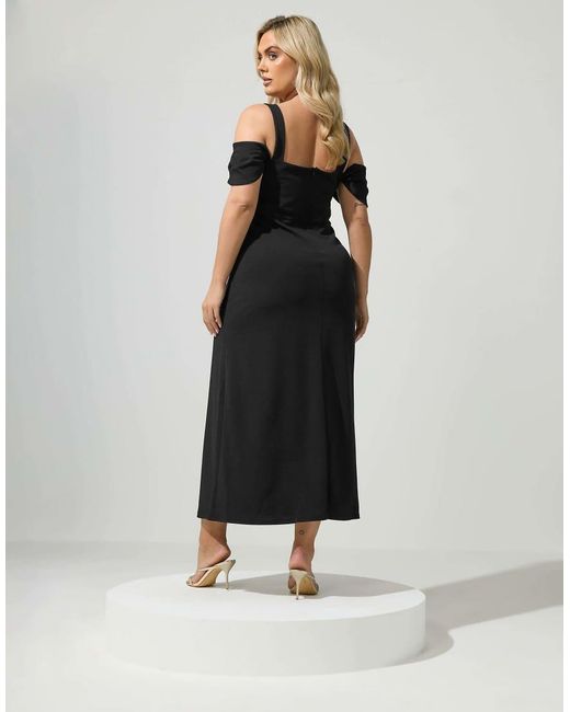 Yours Clothing Black Cold Shoulder Maxi Dress