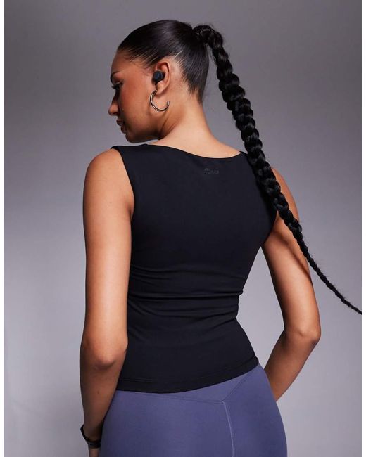 4505 Blue Icon Boat Neck Tank With Inner Bra