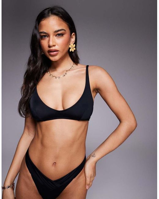ASOS Blue Maya Seville Soft V Neck Crop Bikini Top