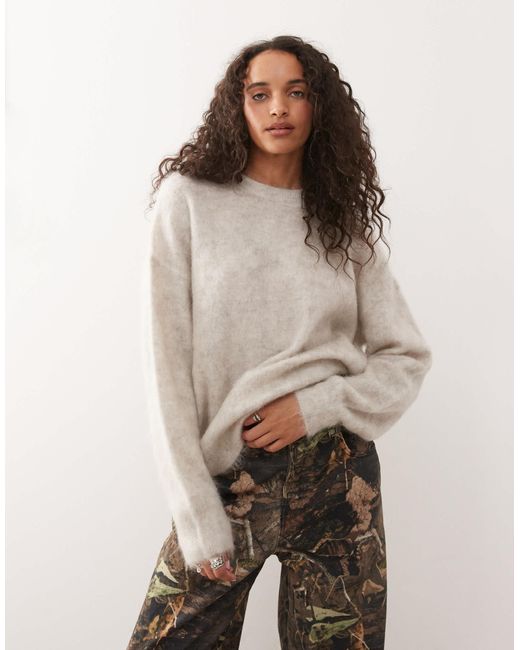 Weekday Natural Premium Wool & Mohair Blend Sweater