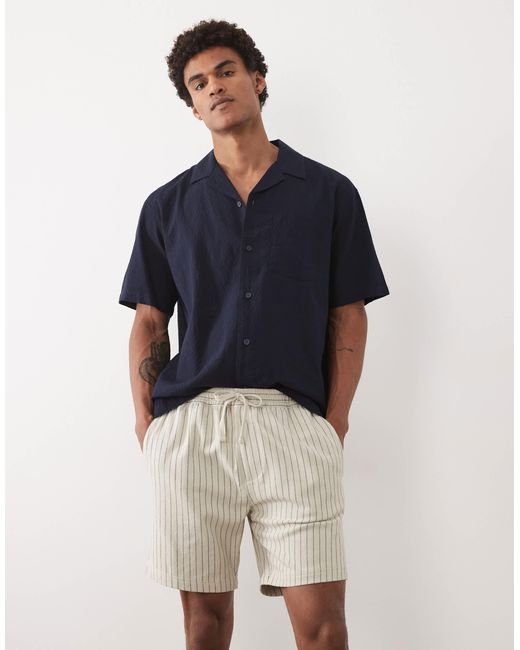 Threadbare Blue Pull On Stripe Shorts for men