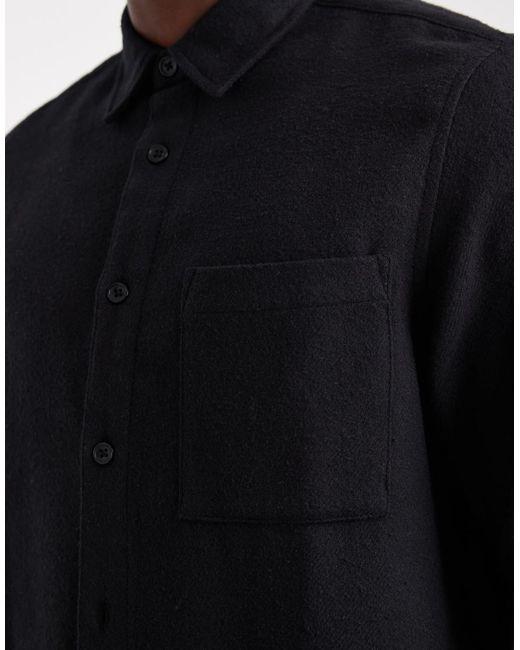 ASOS Black Vintage Look Flannel Overshirt for men