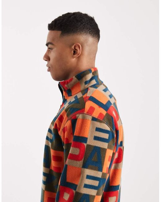 Parlez Red Monogram Logo Zip Through Fleece for men