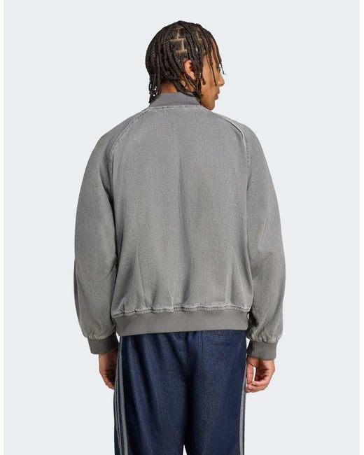 Adidas Originals Gray Sst Adicolor Loose Sst Denim Wash Jacket for men