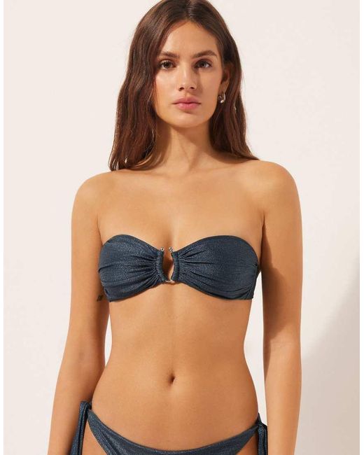 Calzedonia Blue Bandeau Bikini Top Glowing Python