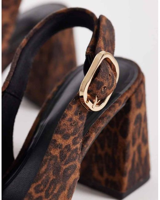 ASOS Brown Wide Fit Surrey High Block Heel Slingback Pumps
