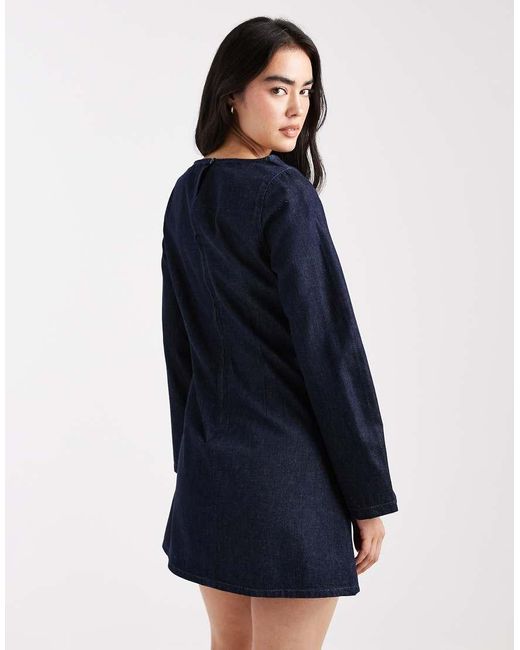 ASOS Blue Denim Long Sleeve A Line Mini Dress
