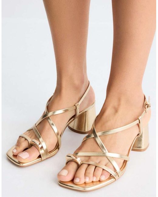 Stradivarius Natural Heeled Multi-strap Sandals With Detail