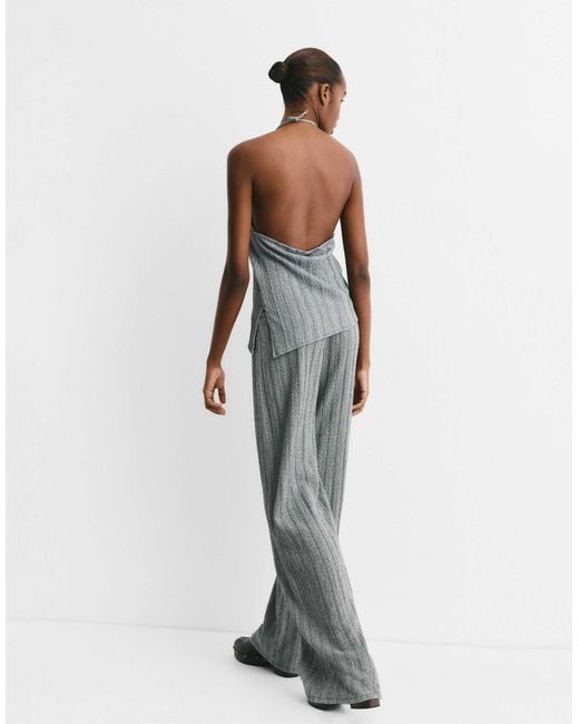 Pull&Bear Gray – gestreifte crepe-hose