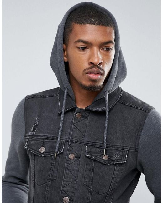 Hollister hooded denim jacket epic flex size medium | Hooded denim jacket,  Distressed denim jacket, Clothes design