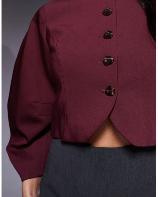 River Island Purple Banana Sleeve Collarless Jacket