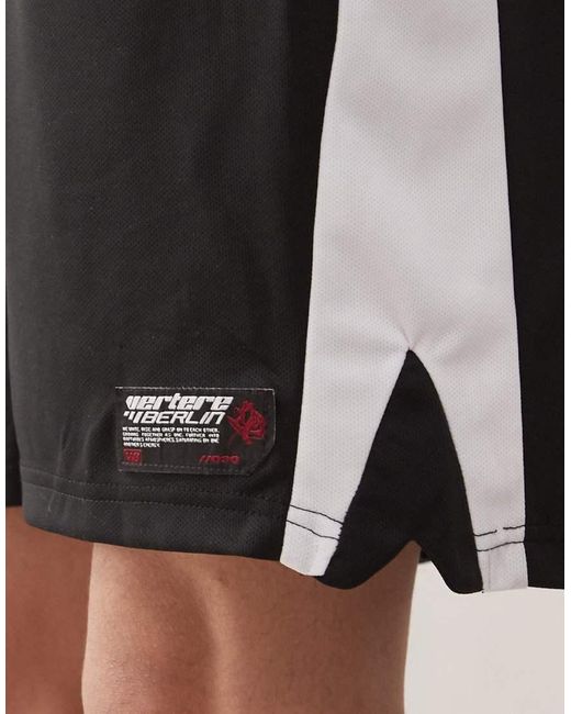 Vertere Berlin Natural Logo Contrast Panel Detail Sports Shorts for men