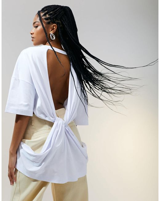 ASOS White Short Sleeve Tee With Twist Detail Back