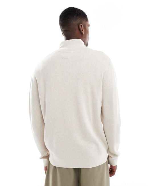 Jack & Jones White Premium Knitted Quarter Zip for men