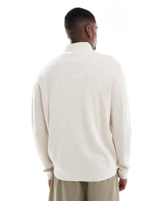 Jack & Jones White Premium Knitted Quarter Zip for men