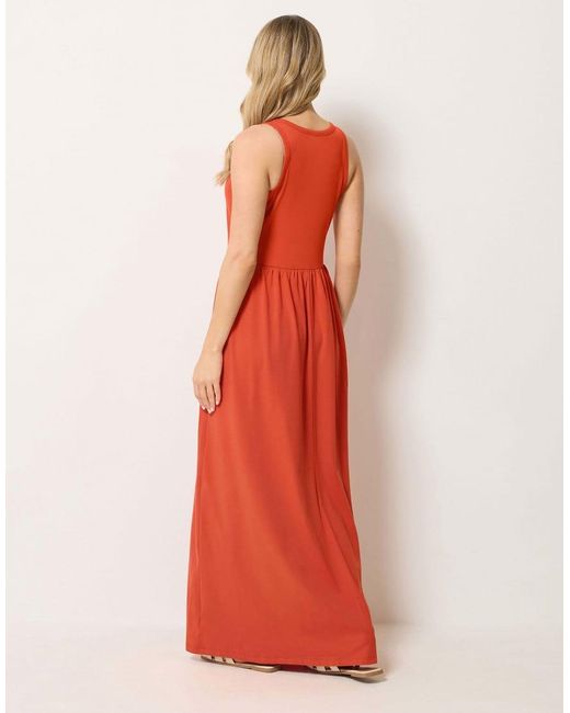 Long Tall Sally Orange Button Detail Cotton Maxi Dress