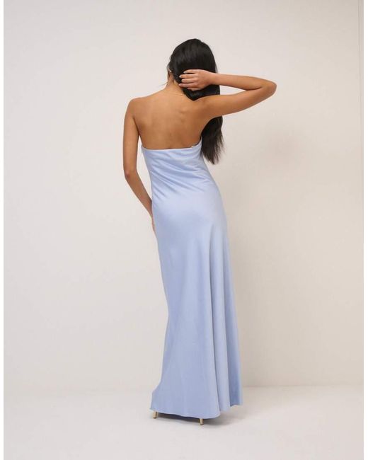 Nobody's Child Blue Arden Satin Bandeau Sleeveless Maxi Dress