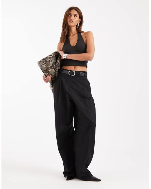 ASOS Black Sculpting Halter Neck Crop Top