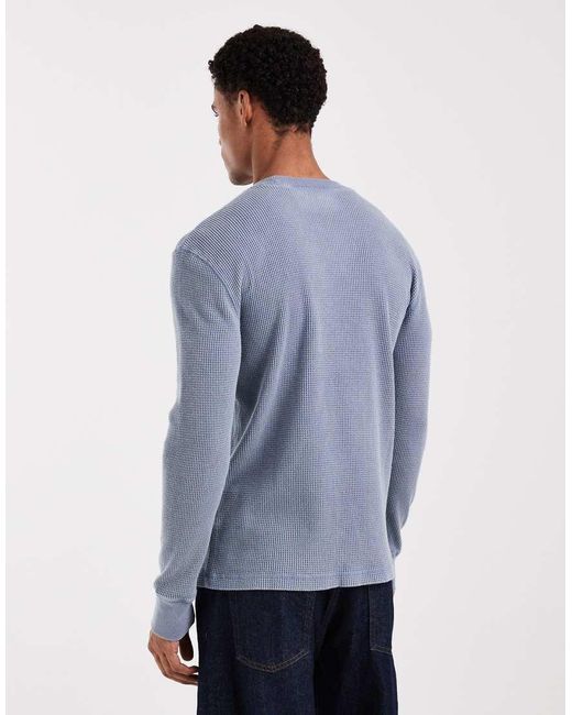 Hollister Blue Crew Neck Long Sleeve Thermal Top for men