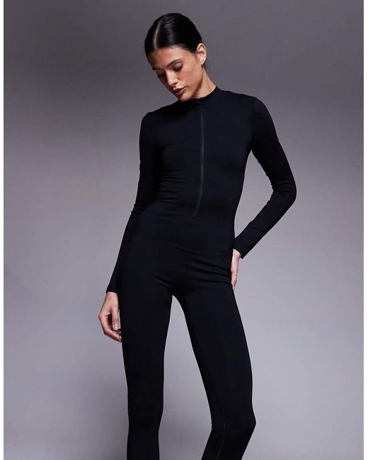 ASOS 4505 Ski & Snow Blue Asos 4505 Tall Ski Thermal Fleece Back Base Layer Long Sleeve Unitard With Sweat Wicking