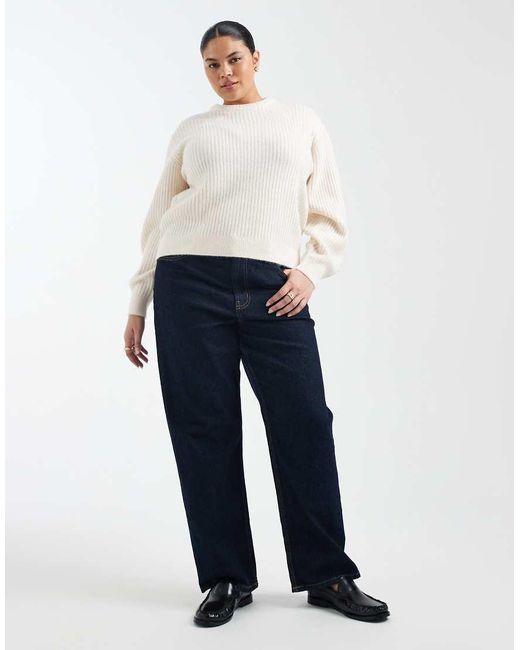 ASOS White Asos Design Curve Crew Neck Rib Detail Jumper