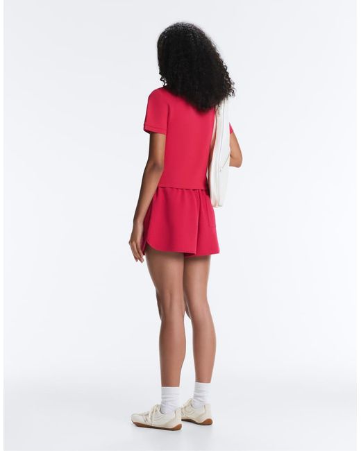 Oysho Red Short Sleeve Piqué Polo Shirt