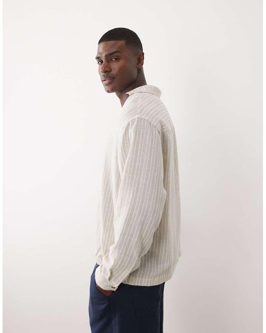 ASOS Natural Oversized Overhead Stripe Shirt for men