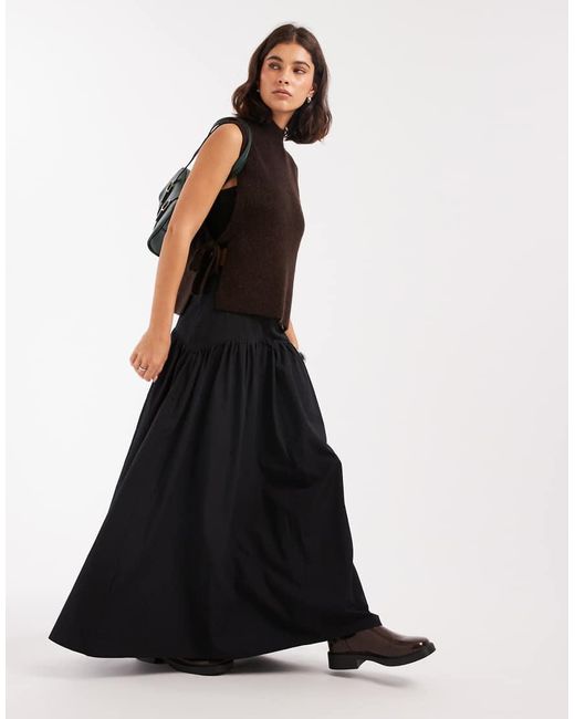 ASOS Black Drop Waist Maxi Skirt