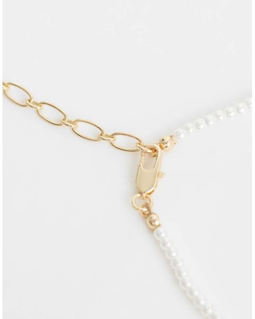 ASOS Natural Asos Design Curve Faux-Pearl Beaded Necklace With Fish Pendant