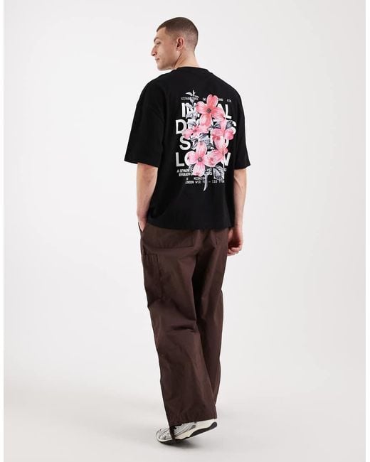 ASOS Red Oversized T-shirt With Floral Back Print for men