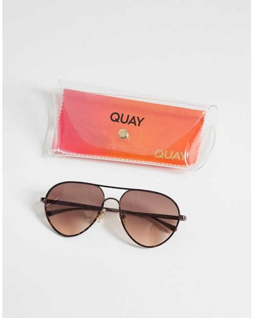 Quay Natural Quay 'say Less' Metal Aviator Sunglasses