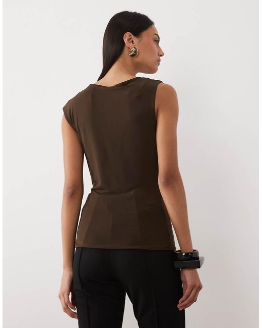 Mango Black Asymmetric Sleeveless Top With Hardware Shoulder Detail