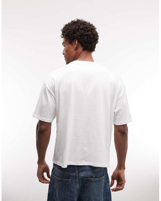 ASOS White Boxy Oversized T-shirt With Speedboat Graphic for men