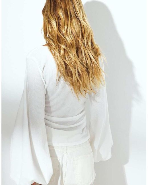 NA-KD White Volume Sleeve Blouse