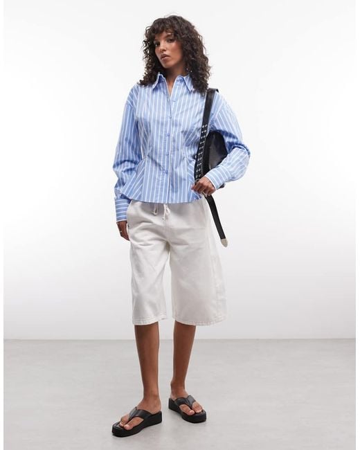 ASOS Blue Peplum Detail Shirt