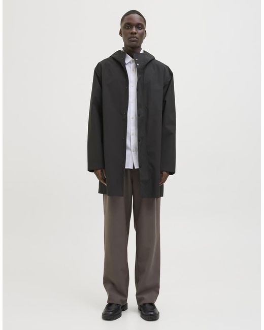 Jack & Jones Black Long Raincoat for men